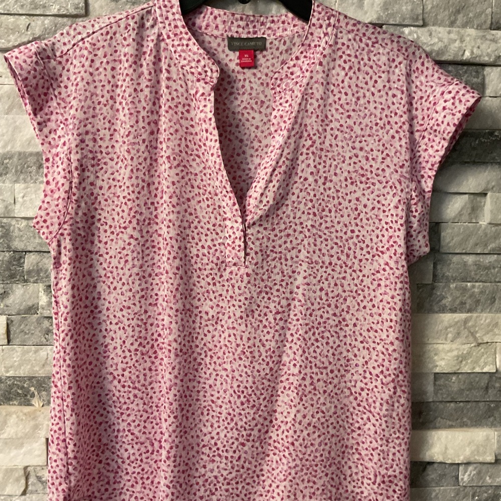 Vince Camuto Pink and White Patterned Blouse